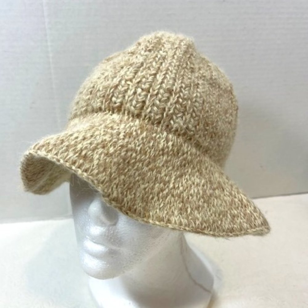 VTG Hansen Wool Cable Knit Floppy Bucket Hat Tan/Light Brown Medium